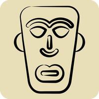 Icon African Mask. related to Kenya symbol. hand drawn style. simple design editable. simple illustration vector