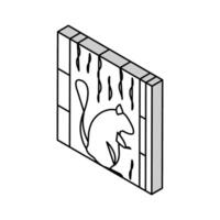 rat living in cotton wool in wall isometric icon vector illustration