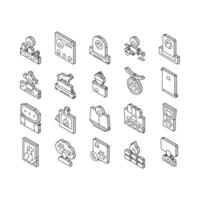 Pet Funeral Cemetery Collection isometric icons set vector