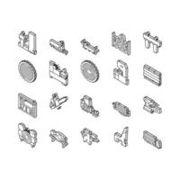 Sawmill Cut Service Collection isometric icons set vector