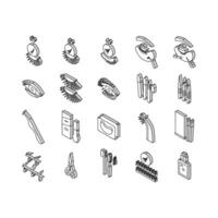 Eyelashes Extension Collection isometric icons set vector