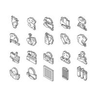 Smoke And Fog Steam Collection isometric icons set vector