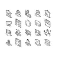 Mineral Wool Material Collection isometric icons set vector