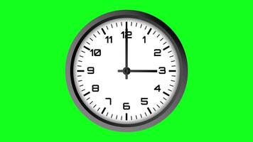 looping video animation of a clock passing through twelve hours. On a green screen