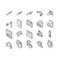 Fishing Shop Products Collection isometric icons set vector