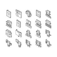 Children Library Read Collection isometric icons set vector