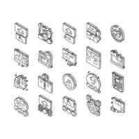 Reputation Management Collection isometric icons set vector