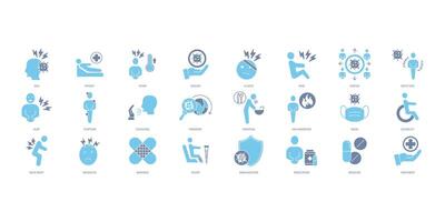 Sickness icons set. Set of editable stroke icons.Vector set of Sickness vector