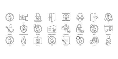 User account icons set. Set of editable stroke icons.Vector set of User account vector