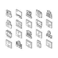 User Generated Content Collection isometric icons set vector