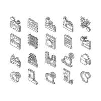 Tea Drink Production Collection isometric icons set vector