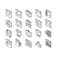 Cash Services Bank Collection isometric icons set vector