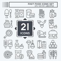 Icon Set Fast Food. related to Restaurant symbol. line style. simple design editable. simple illustration vector