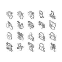 Endocrinology Medical Disease isometric icons set vector