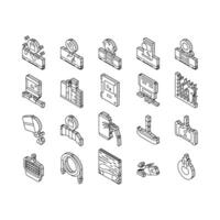 Pool Cleaning Service Collection isometric icons set vector