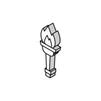 antorcha antiguo Grecia isométrica icono vector ilustración