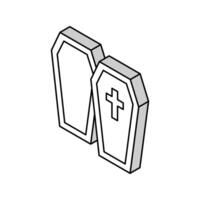 coffin halloween isometric icon vector illustration