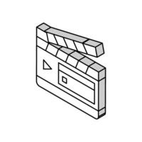 clapperboard numbering tool isometric icon vector illustration