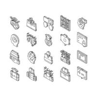 conocimiento y mente inteligencia isométrica íconos conjunto vector