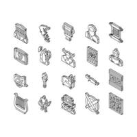 Ancient Greece Mythology History isometric icons set vector