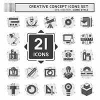 Icon Set Creative Concept. related to Education symbol. comic style. simple design editable. simple illustration vector
