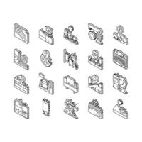 Quarry Mining Industrial Process isometric icons set vector