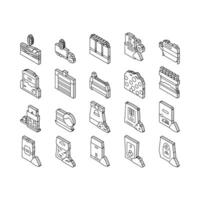 Flour Factory Industry Production isometric icons set vector