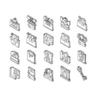 History Learn Educational Lesson isometric icons set vector