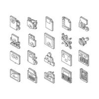 Copywriting Content Strategy isometric icons set vector