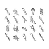 Carpenter Tool And Accessory isometric icons set vector