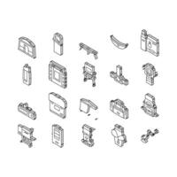 Camping Equipment And Accessories isometric icons set vector