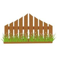 Wooden fence with grass vector