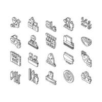 Tuna Auction Tsukiji Market Collection isometric icons set vector