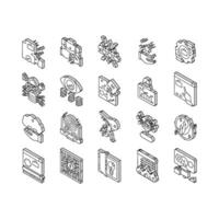 Solution Business Problem Task isometric icons set vector