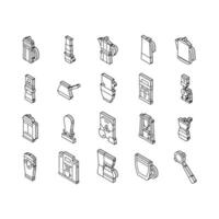Coffee Make Machine And Accessory isometric icons set vector