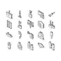 Cleaning And Washing Accessories isometric icons set vector