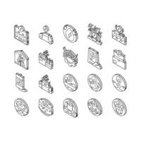 Ecology Protective Technology isometric icons set vector