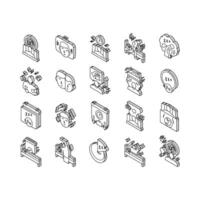 Insomnia Person Chronic Problem isometric icons set vector