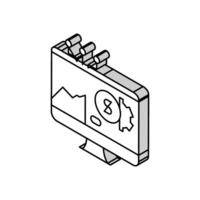 fintech chart researching on computer display isometric icon vector illustration