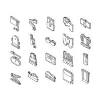 Workplace Accessories And Tools isometric icons set vector