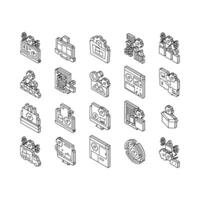 Erp Enterprise Resource Planning isometric icons set vector