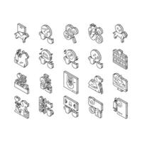 Hospital Pet Health Examination isometric icons set vector