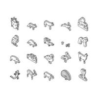 Wild Animals, Bugs And Birds isometric icons set vector