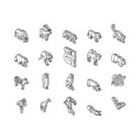 Zoo Animals, Birds And Snakes isometric icons set vector