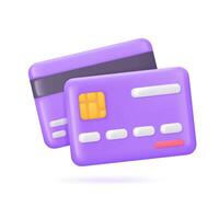 3d crédito tarjeta. tarjeta con magnético raya. para en línea pagos a recibir un devolución de dinero descuento. 3d vector ilustración.