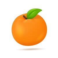 3D orange fruit. Sweet and delicious tropical fruit. Orange fruits are refreshing in summer. 3D vector Illustration.