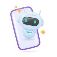 3D mobile robot. Artificial intelligence AI. Automatic assistance system. 3D vector Illustration.