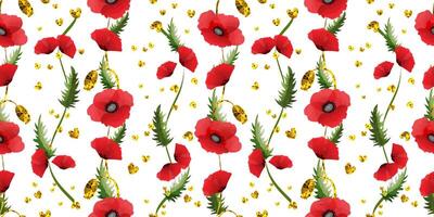 Seamless pattern with poppies. vector