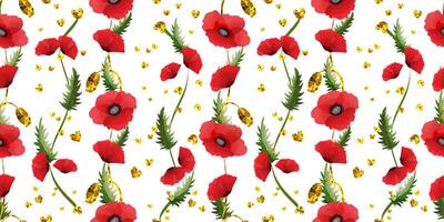 Seamless pattern with poppies. vector