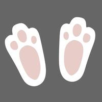 Easter Bunny Cute Paws isolated on White. Vector Flat style Design element. Rabbit Pink Footprint for Greeting postcard, Print, Invitation. Holiday Animalistic Design element for Graphic Art.
